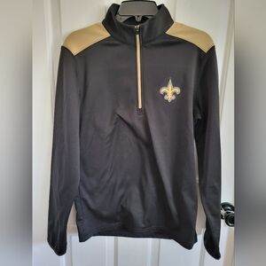 NFL Apparel Men's Black Gold New Orleans Saints Quarter Zip Pullover Size Small
